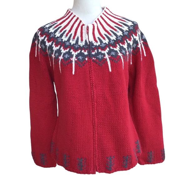 Marisa Christina Vintage Knitted By Hand Fair Isle Zip Cardigan - Picture 1 of 11